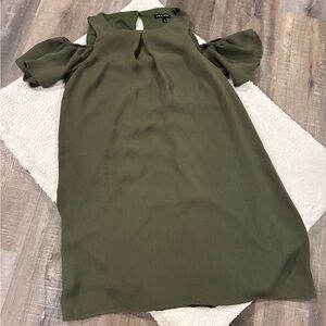 As U Wish Green Cold Shoulder Puff Sleeve Sheath Dress